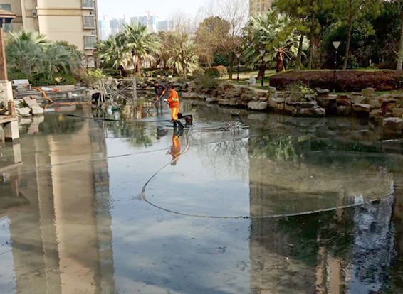 张金镇景观池淤泥清理